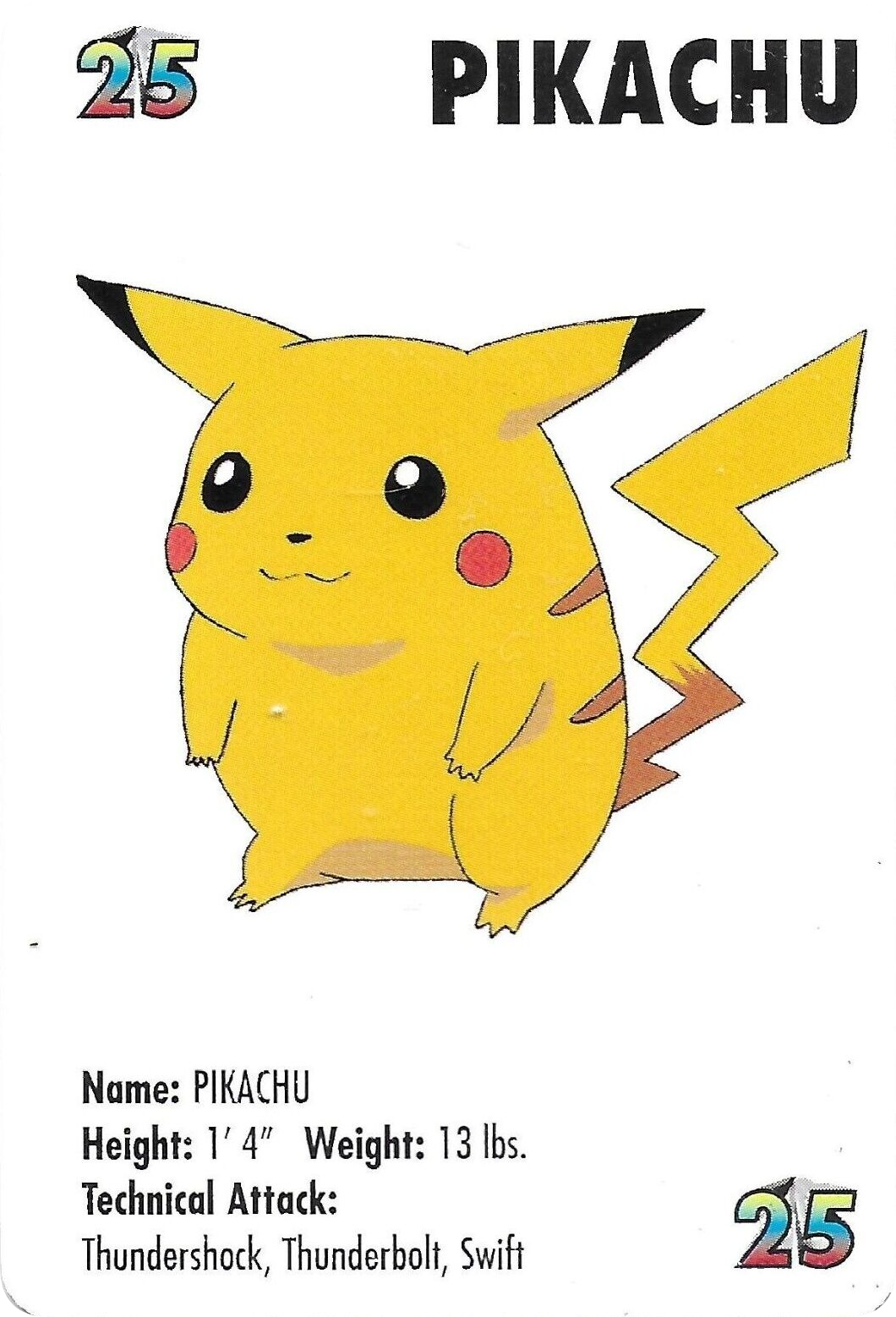 Original 1998 KFC Pikachu mini-card scan